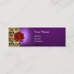 WAX SEAL DAMASK PARCHMENT  MONOGRAM purple Mini Business Card
