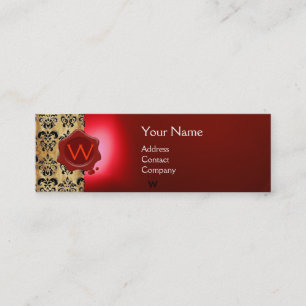 WAX SEAL DAMASK PARCHMENT MONOGRAM red Mini Business Card