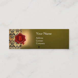 WAX SEAL DAMASK PARCHMENT  MONOGRAM yellow Mini Business Card