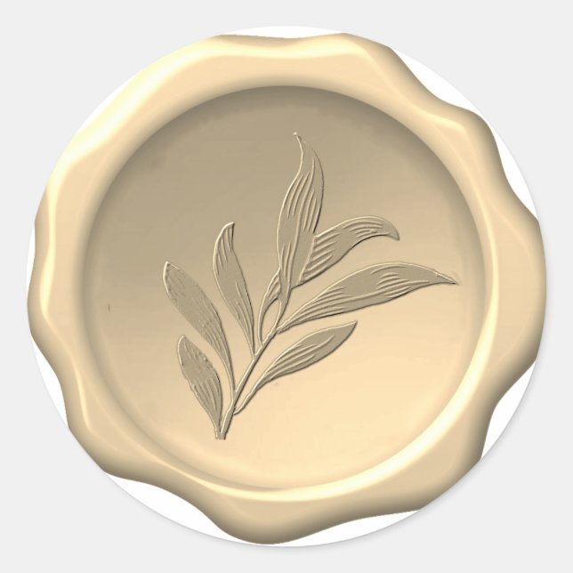 Wax Seal Embossed Leaves  Botanical Foliage Golden (Front)