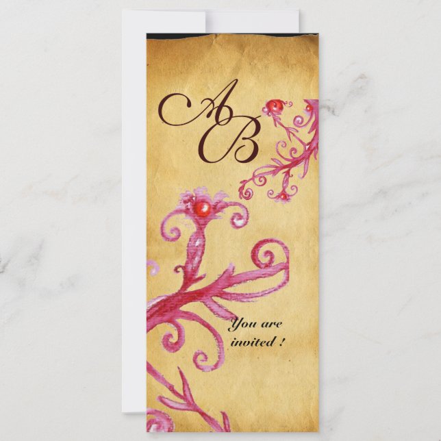 WAX SEAL  MAGIC BERRIES  MONOGRAM,Parchment Invitation (Front)