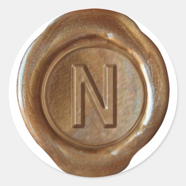 Wax Seal Monogram - Copper - Bold N - (Front)