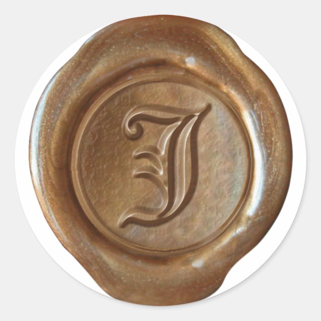 Wax Seal Monogram - Copper - Old English J - (Front)