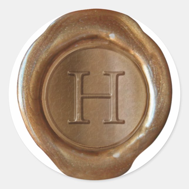 Wax Seal Monogram - Copper - Serif H - (Front)