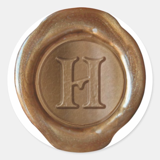 Wax Seal Monogram - Copper - Victorian H - (Front)