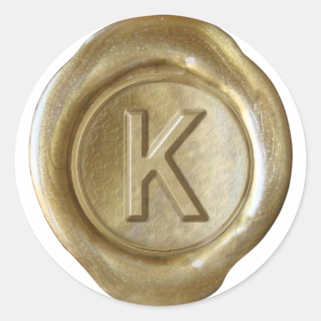 Wax Seal Monogram - Gold - Bold K - (Front)