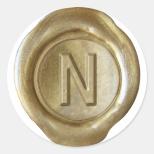 Wax Seal Monogram - Gold - Bold N -