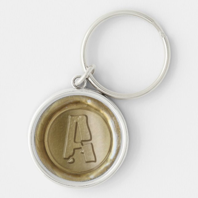 Wax Seal Monogram - Gold - Boulder A - Keychain (Front)