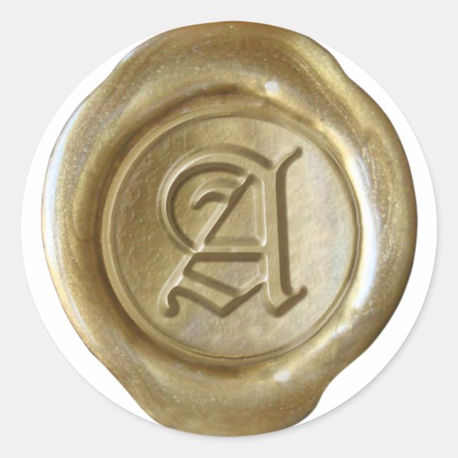 Wax Seal Monogram - Gold - Old English - Letter A (Front)