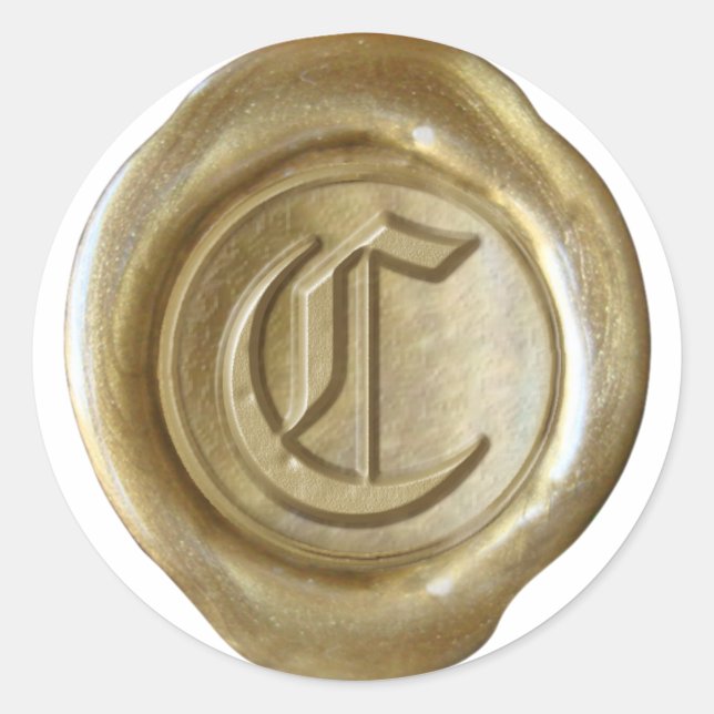 Wax Seal Monogram - Gold - Old English - Letter C (Front)