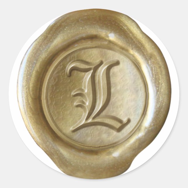 Wax Seal Monogram - Gold - Old English - Letter L (Front)
