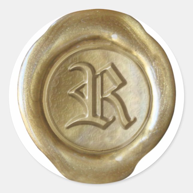 Wax Seal Monogram - Gold - Old English - Letter R (Front)