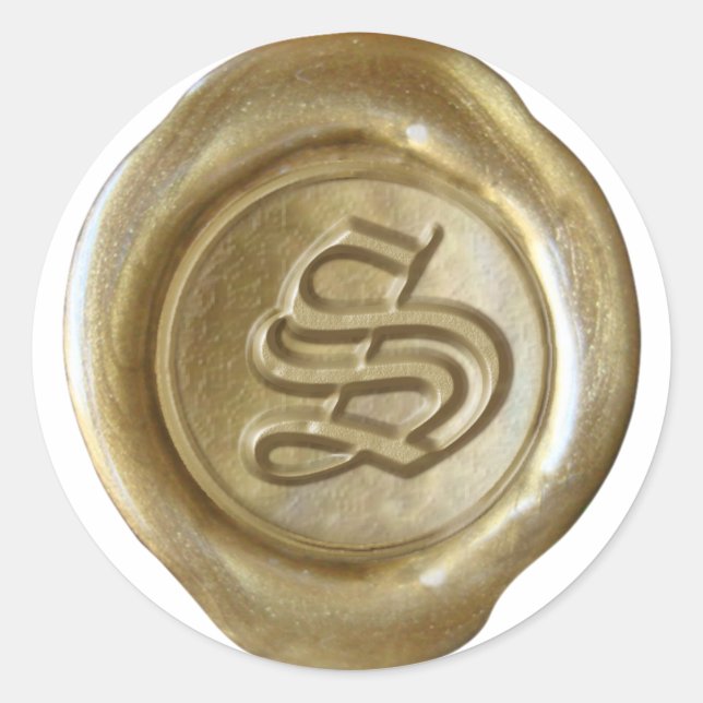 Wax Seal Monogram - Gold - Old English - Letter S (Front)