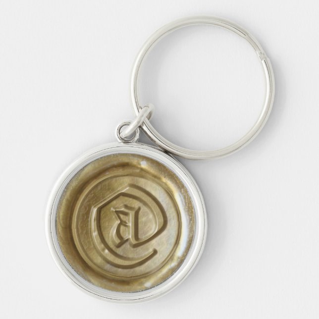 Wax Seal Monogram - Gold - Old English @ Sign - Keychain (Front)