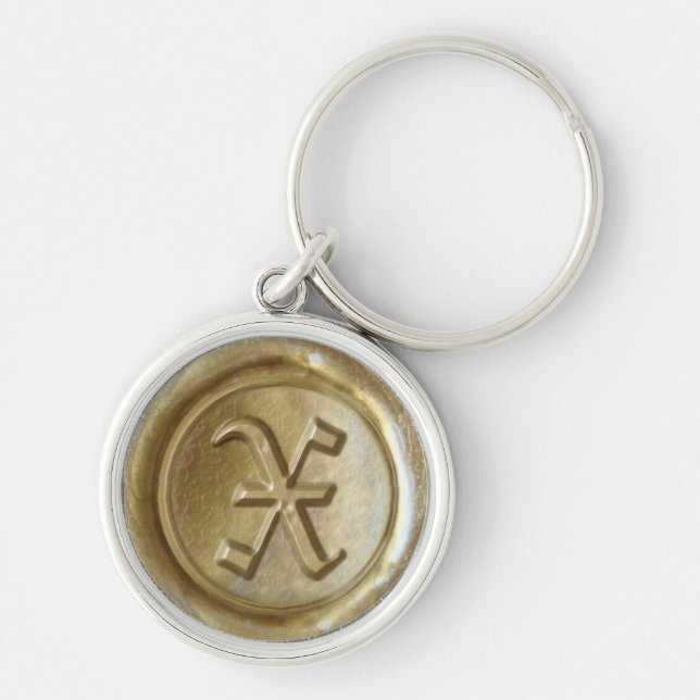 Wax Seal Monogram - Gold - Old English X - Keychain (Front)