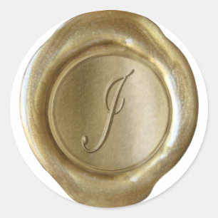 Wax Seal Monogram - Gold - Script J -