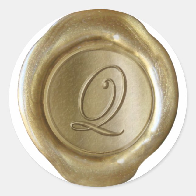 Wax Seal Monogram - Gold - Script Q - (Front)