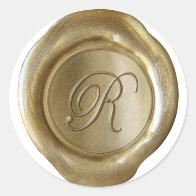 Wax Seal Monogram - Gold - Script R - (Front)