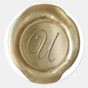 Wax Seal Monogram - Gold - Script U -