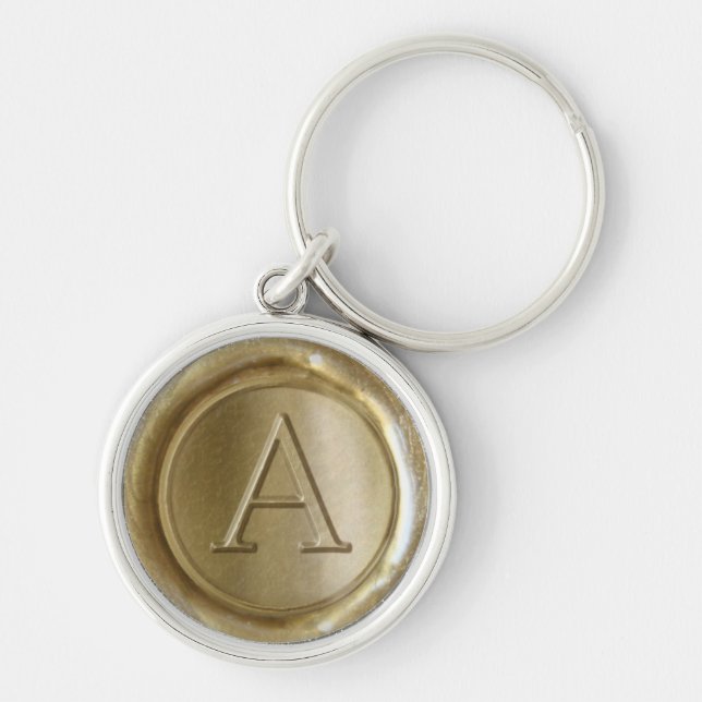Wax Seal Monogram - Gold - Serif A - Keychain (Front)