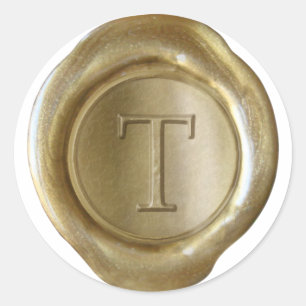 Wax Seal Monogram - Gold - Serif T -