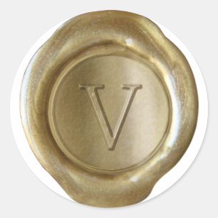 Wax Seal Monogram - Gold - Serif V -