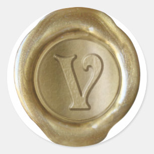 Wax Seal Monogram - Gold - Victorian V -