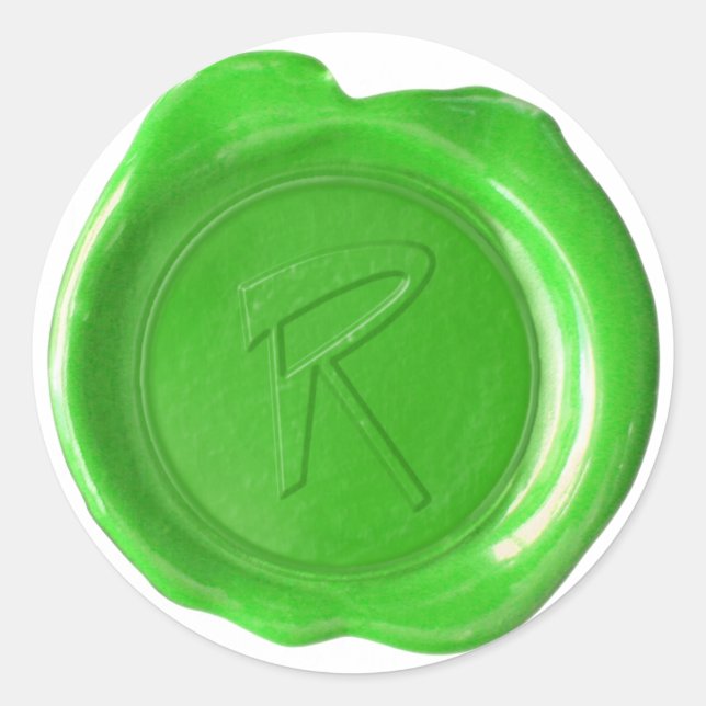 Wax Seal Monogram - Green - R - (Front)