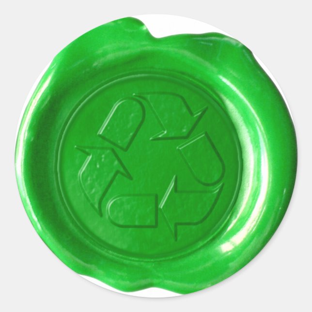 Wax Seal Monogram - Green - Recycle Symbol - (Front)