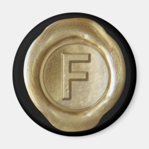 Wax Seal Monogram Magnet - Gold - Bold Style -