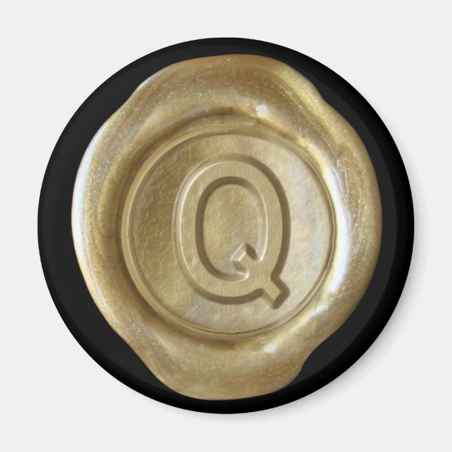 Wax Seal Monogram Magnet - Gold - Bold Style - (Front)