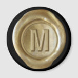 Wax Seal Monogram Magnet - Gold - Bold Style -<br><div class="desc">Hand crafted wax seal monogram magnet
     - Letter  M
     - Bold Style
     - Gold
 
 Select your own background colour that best suits your needs. OR...  get creative with some scissors.</div>