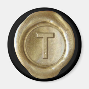 Wax Seal Monogram Magnet - Gold - Bold Style -