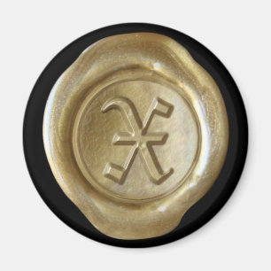 Wax Seal Monogram Magnet - Gold - Old English -