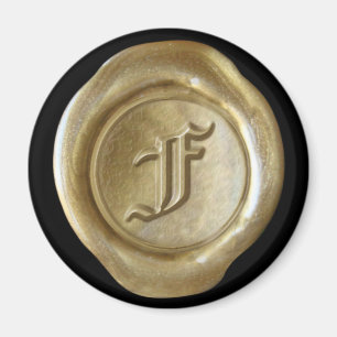 Wax Seal Monogram Magnet - Gold - Old English -