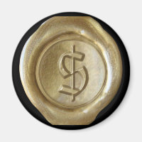 Wax Seal Monogram Magnet - Gold - Old English -