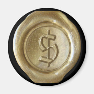 Wax Seal Monogram Magnet - Gold - Old English -
