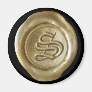 Wax Seal Monogram Magnet - Gold - Old English -