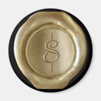 Wax Seal Monogram Magnet - Gold - Script Style-
