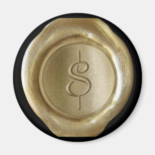 Wax Seal Monogram Magnet - Gold - Script Style-