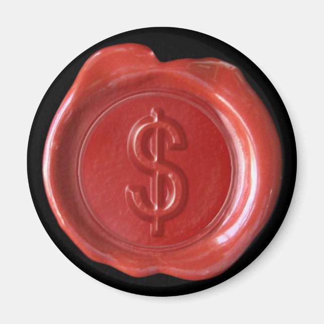 Wax Seal Monogram Magnet - Red - Bold - (Front)
