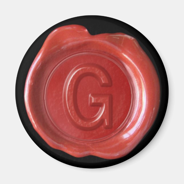 Wax Seal Monogram Magnet - Red - Bold Style - (Front)