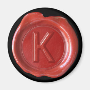 Wax Seal Monogram Magnet - Red - Bold Style -