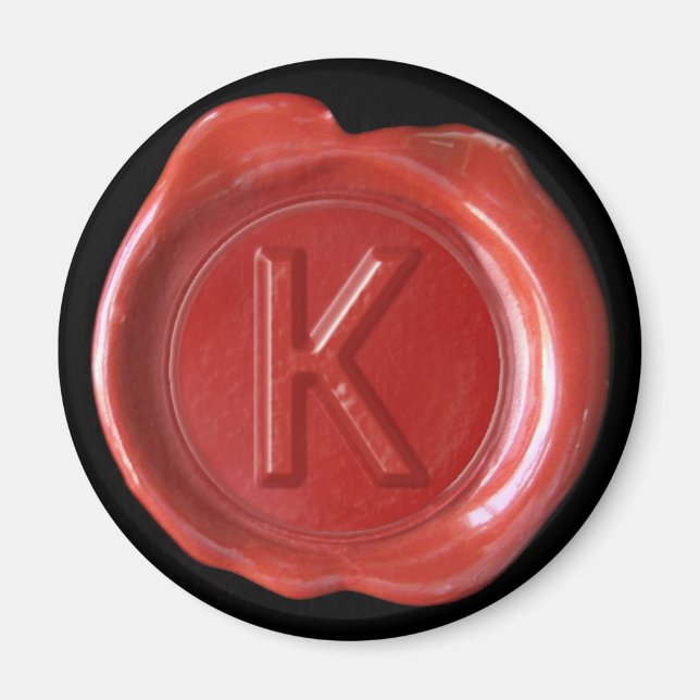 Wax Seal Monogram Magnet - Red - Bold Style - (Front)