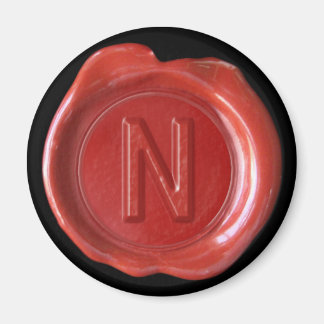Wax Seal Monogram Magnet - Red - Bold Style -