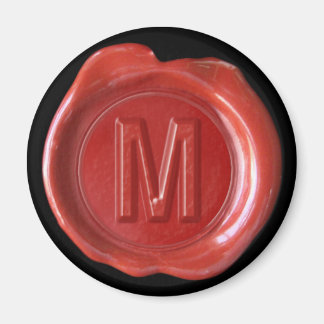 Wax Seal Monogram Magnet - Red - Bold Style -