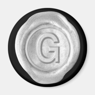 Wax Seal Monogram Magnet - Silver - Bold Style -