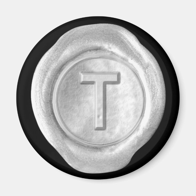 Wax Seal Monogram Magnet - Silver - Bold Style - (Front)