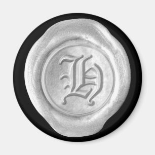 Wax Seal Monogram Magnet - Silver - Old English -