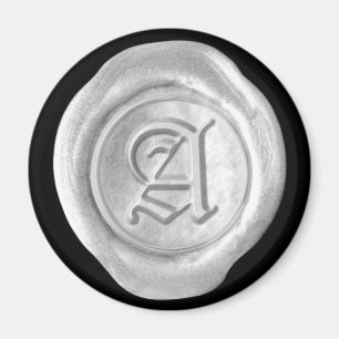 Wax Seal Monogram Magnet - Silver - Old English -